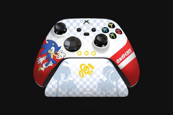 Razer console une couleur Contrôleur sans fil Sonic The Hedgehog et support de chargement rapide pour Xbox F8BX167