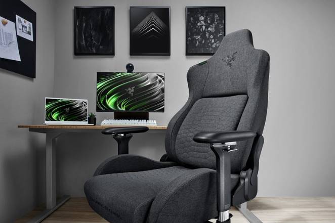 Razer chaise de jeu une couleur iskur - tissu gris foncé F8BX137
