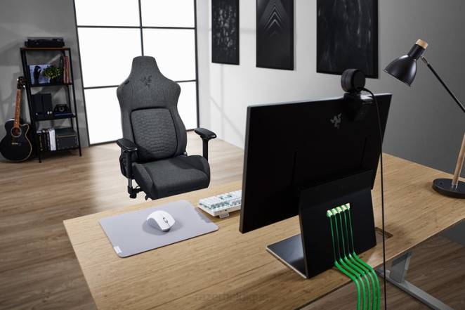 Razer chaise de jeu une couleur iskur - tissu gris foncé F8BX137